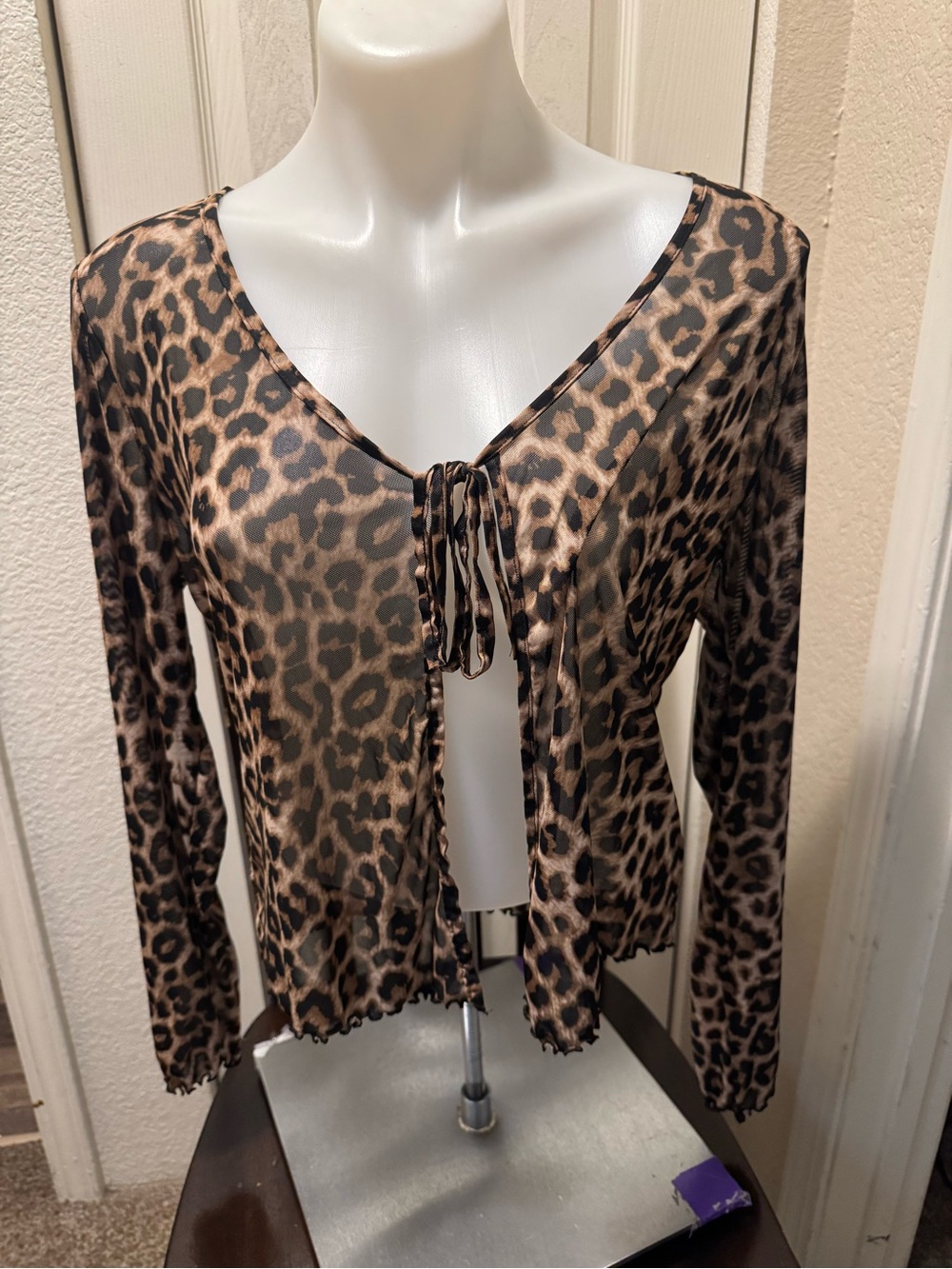Leopard Print Tie-Front Top